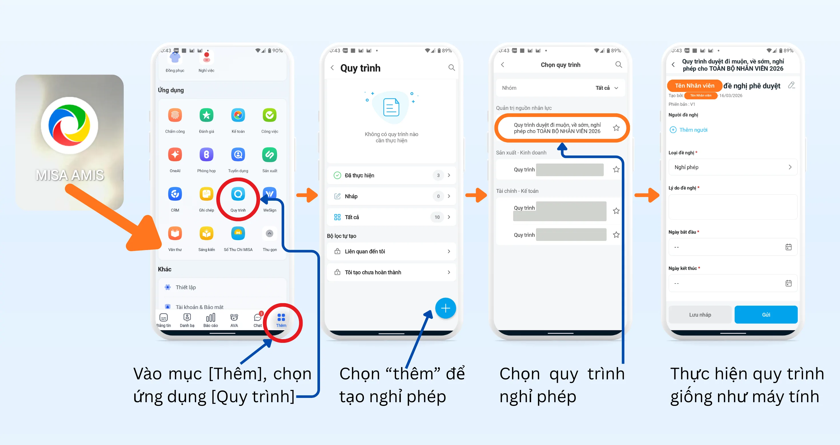 SK VIỆT NAM - Chuyển đổi số - Truy cập quy trình trên app Misa Amis